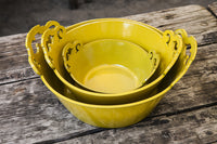 Cofane Oro Antico Golden Yellow Ornate Handle Bowls - dishesonly