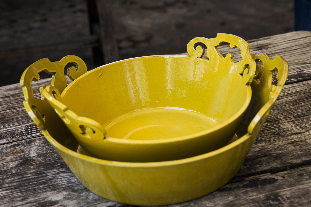 Golden Yellow Ornate Handles Bowls