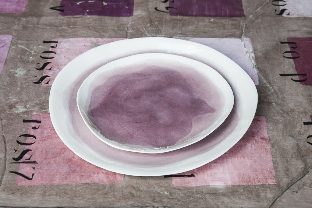 Porcelain Dishes with Watercolor Effect, porcelain side plates
