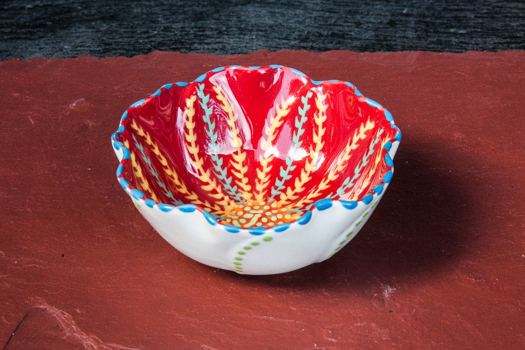Hand-Painted Flower-Shaped Mini Bowl
