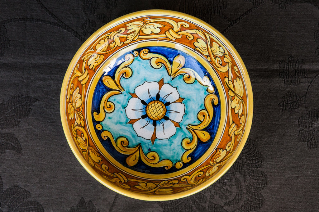 Rosone - Ocra Sicilian Baroque Handmade Serving Bowl