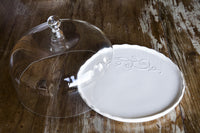 Ricamo White Serving Platter with Glass Lid