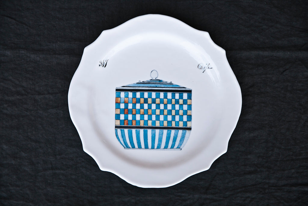 DIP Stripes - Handmade printed Glass Dinner Plate
