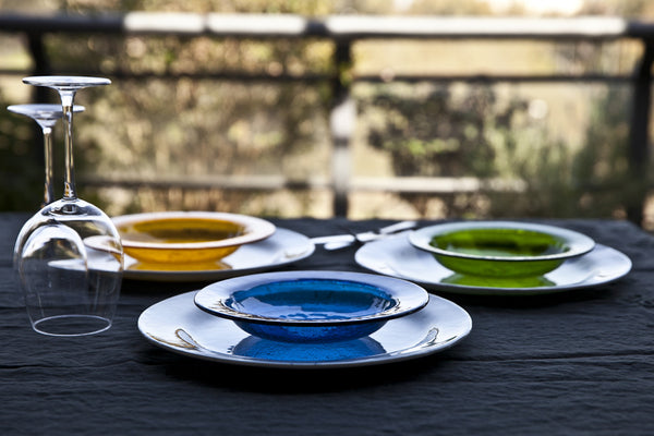 Printed Glass Dishes Made in Italy, Luxury dinnerset, glass dinnerset, luxury dinnerware, highend dinnerset, highend dinnerware, design dinnerware, design dinnerset, designer dinnerware, designer dinnerset