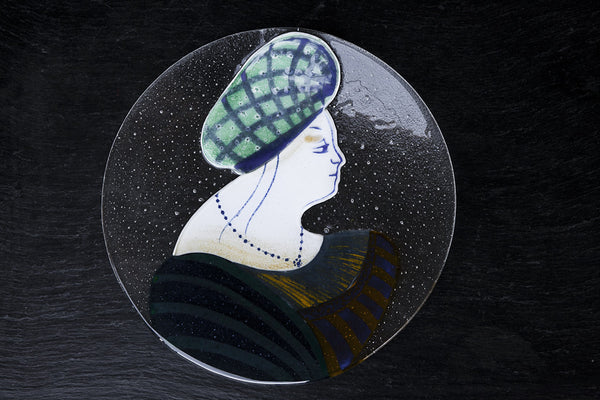 Handpainted Glass Platter Made in Italy