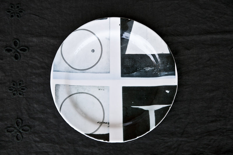 Printed Glass Dish Made in Italy, Glass dinner plate, design dinnerware, designer dinnerware, luxury dinner plate,