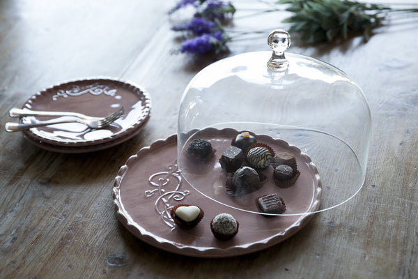 Elegant Ceramic Dessert Tray With Lid