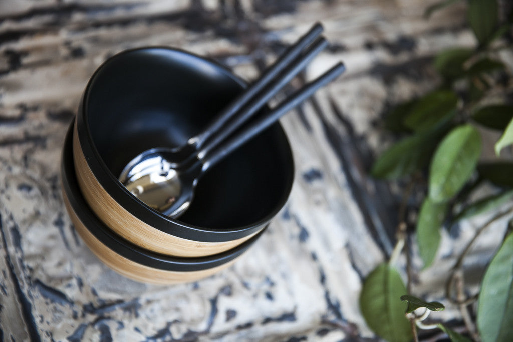 Loto Porcelain & Bamboo Bowls by JIA - dishesonly