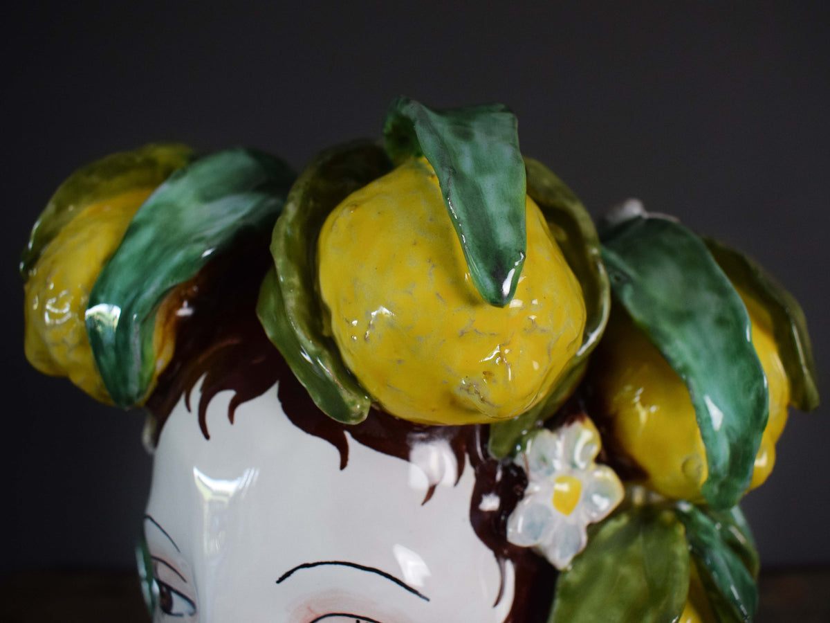 Lady L. - Vaso con testa in ceramica fatto a mano